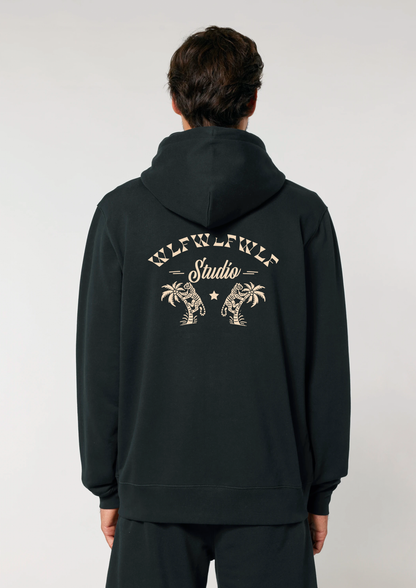 Tiki Tiger Zip Hoodie, Black