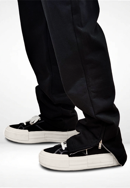 65°120 Zip Straight Joggers, Black Reflector