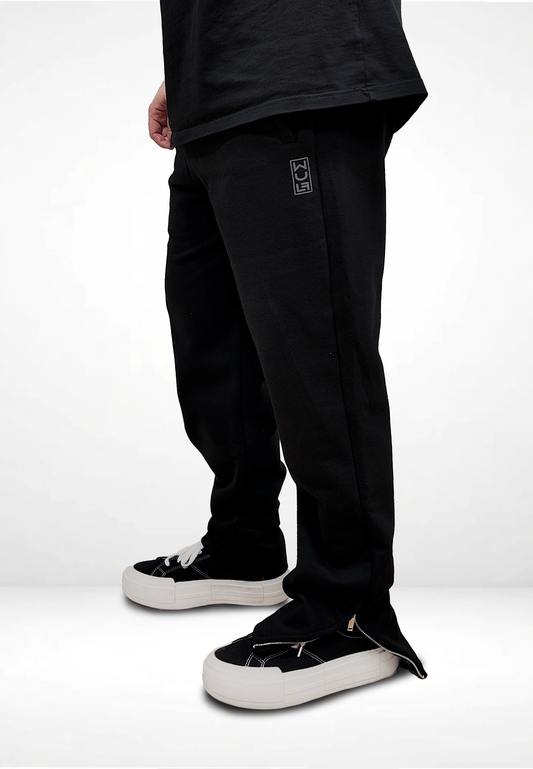 65°120 Zip Straight Joggers, Black Reflector