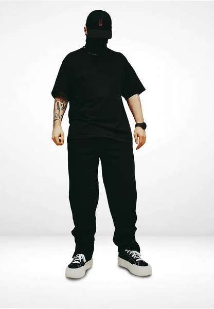 65°120 Zip Straight Joggers, Black Reflector