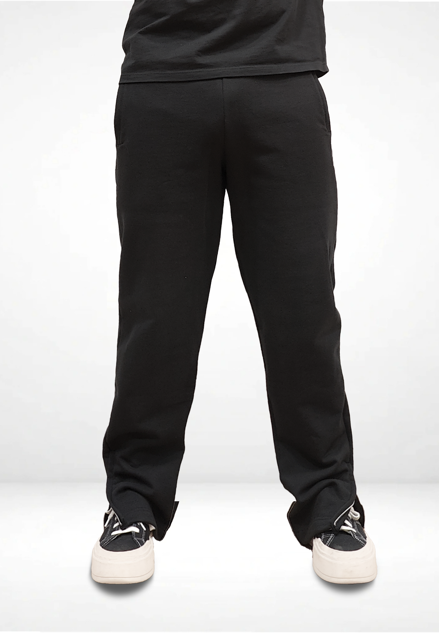 65°120 Zip Straight Joggers, Black Reflector